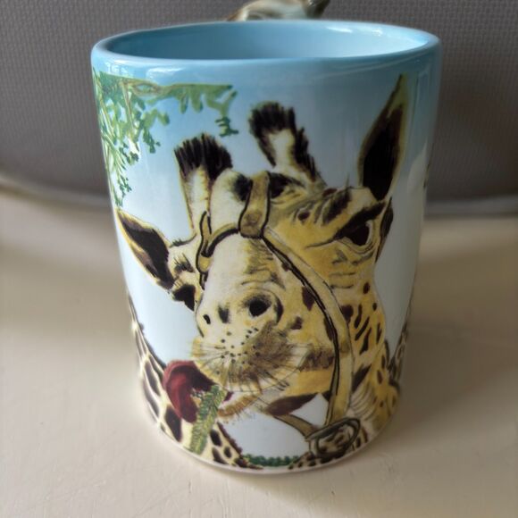 Vintage 1989 Five & Dime #4074 3D Whimsical Giraffes 14oz. Stoneware Coffee Mug - Picture 3 of 5